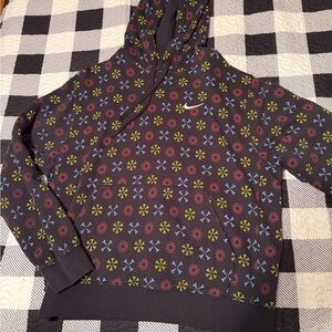 Nike Men’s Black Crewneck Hoodie with Red, Blue & Green Motif